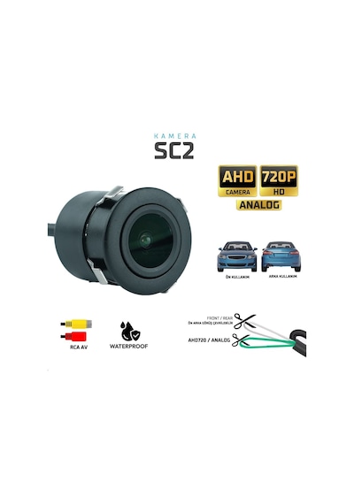 Sentinel Sc2 Ahd 720p Araç Ön/arka Görüş Kamerası Su Geçirmez Mini Gömme Model