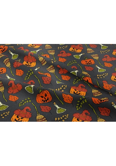Happy Halloween Şapkalı Balkabağı, Süpürge, Yaprak