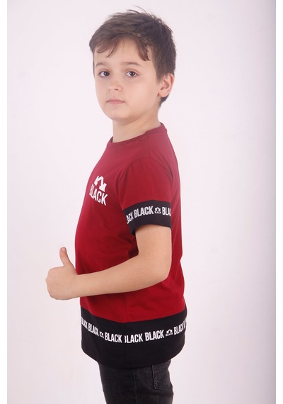 Toontoy Kids Toontoy Erkek Çocuk Black Baskılı Tişört Bordo