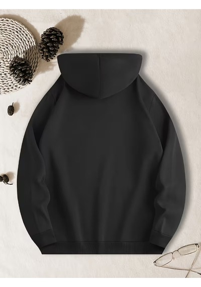 Nevermind Sevgili Kombini Hoodie Merry Christmas Baskılı Çift Kapüşonlu S Siyah