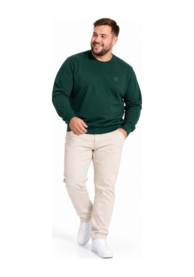 Annex Büyük Beden Basic Waffle Kumaş Erkek Sweatshirt Yeşil