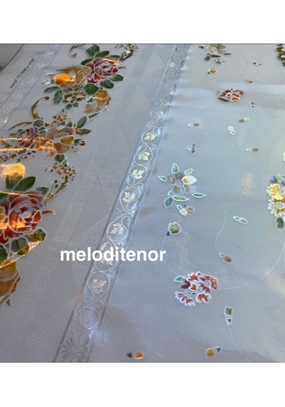 Tr Meiwa Parlak Yanardöner Yaldızlı Lüks Desenli Şeffaf Pvc Muşamba Masa Örtüsü Koruyucu Turuncu 100 X 140 Diğer