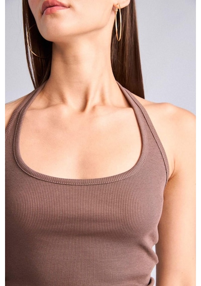Defacto Fıtted Halter Yaka Fitilli Kaşkorse Atlet H8088ax26smbn151 Kahve-bn151