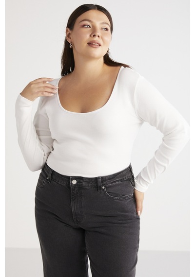 ETHIQUET VERSAYBB Kadın Regular Slim Beyaz Beyaz Büyük Beden Body