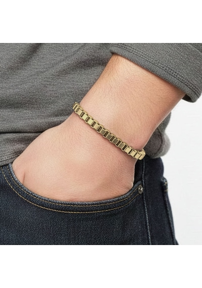 Premium Arnavut Çelik Zincir Bileklik 6mm Köşeli 3183czb2d5 - 20 Cm - Altın Renk Altın