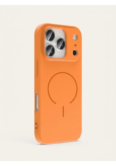 Apple iPhone Uyumlu 17 Pro Max Magsafe Özellikli İçi Kadife Yumuşak Aqua Silikon Kılıf Turuncu