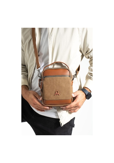 Baginn Erkek Omuz Çantası Elde Tutma 23 14 Cm Çapraz Askılı Postacı Çantası Mega Çanta Kanvas Kumaş Camel