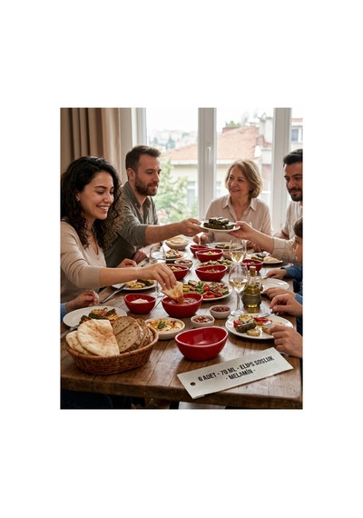 12 Adet Kırmızı Elips Melamin Sos Kasesi - 70 Ml Kahvaltı Ve Meze Sunum Tabağı Seti Kırmızı