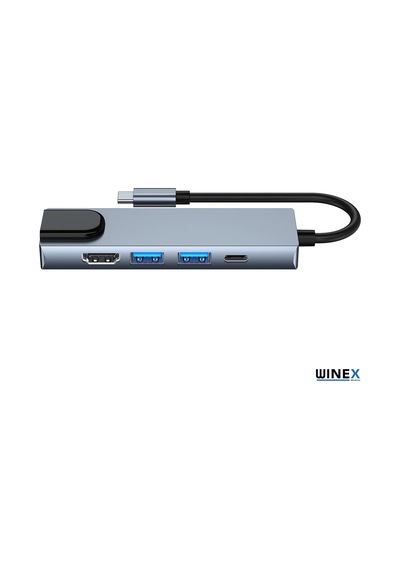 Winex 5in1 Type-C to HDMI 2xUsbA 3.0 Ethernet Hub Port Adaptör