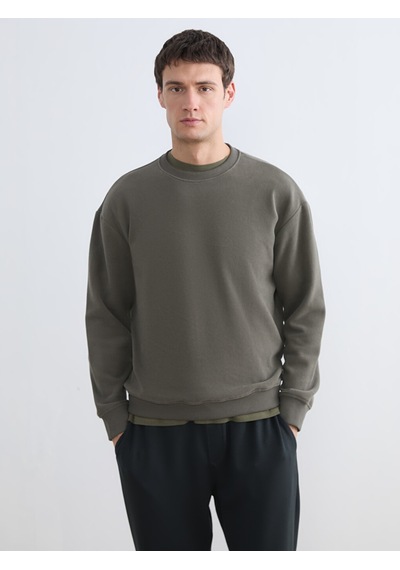 Lcw Vision Haki Bisiklet Yaka Erkek Sweatshirt