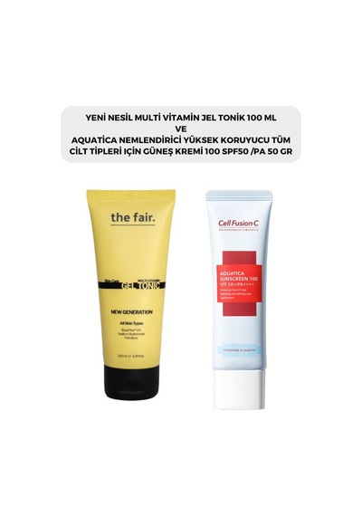 Cell Fusion C Aquatica Güneş Kremi SPF50+ 50 G + The Fair Multi Vitamin Jel Tonik 100 ML