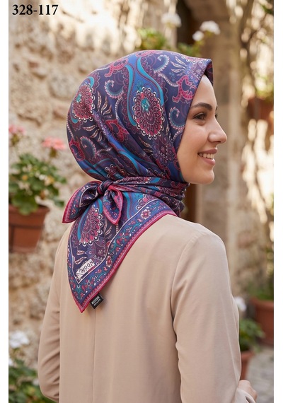 Moonscarfs Moonscarf Soft Pamuk Eşarp Lacivert 328-117 Çok Renkli