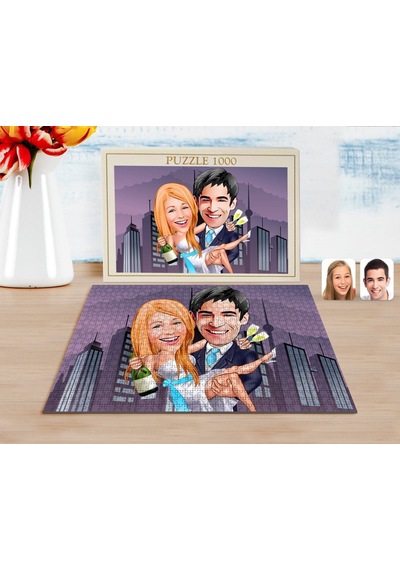 Kişiye Özel Evleniyoruz Karikatürlü 1000 Parça Profesyonel Puzzle-4