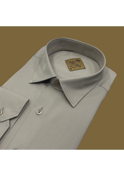 Klasik %100 Cotton Uzun Kollu Terletmeyen 4 Mevsim Gömlek Regular Kalıp Krem