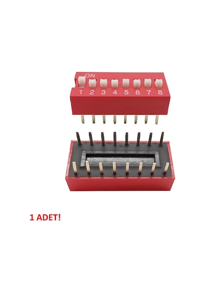 8li Dip Switch 8 Pin Kırmızı Anahtar Açık Kapalı Seçim Adres Ayar On Off Bağlantı Anahtarı Test Ölçme Protot 1
