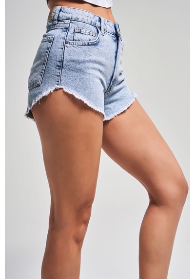 Itsbasic Kadın Snow Kot Rengi Luna Paça Püsküllü Mini Denim Şort
