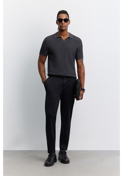 Avva Erkek Antrasit Polo Yaka Düğmesiz Rayon Karışımlı Regular Fit Triko T-shirt A62y5060