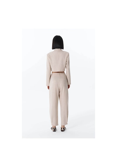 Quzu Vatka Detaylı Crop Bej Kadın Blazer Ceket 51287 Bej