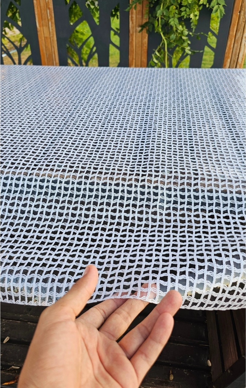 Hasır Pvc Deliksiz Şeffaf Kaplama Lüks Hasır Desen Silinebilir Su Geçirmez Şeffaf Masa Örtüsü Beyaz