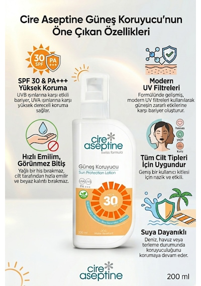 Cire Aseptine Güneş Koruyucu Sprey Spf30+ 200 Ml