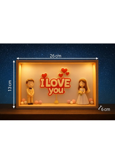 Sinematik Sevgiliye Hediye Kutusu Ahşap Ve Işıklı Usb İle Çalışır Arkası Fotograf Çerçevesidir -