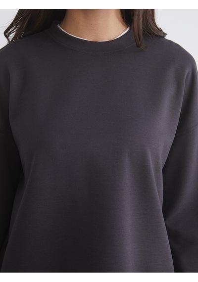 Lcw Vision Siyah Bisiklet Yaka Kadın Sweatshirt