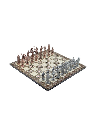 Gifthome Metal Satranç Takımı/seti Battal,yunan,antik, Kat.sedef Desenli Satranç Tahtası