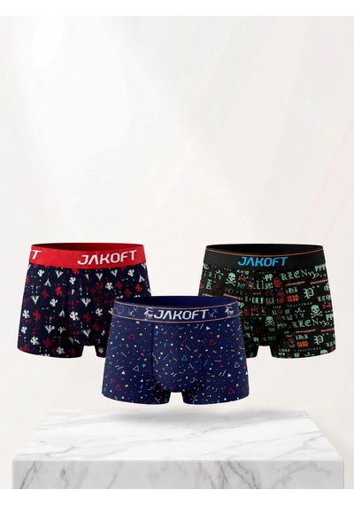 Jakoft Classic Pamuklu Erkek Boxer 3'lü Paket Desenli