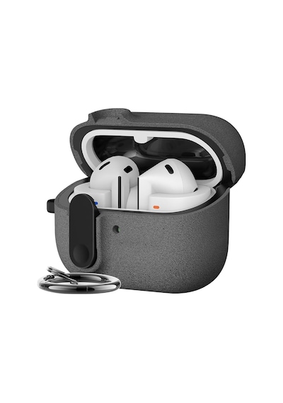 Galaxy Buds 3 Pro, Buds 3 Ve Buds 3 Fe İle Uyumlu Mandallı Kapak Kilit Sistemli Kumlanmış Mat Dokulu Darbelere Dayanıklı Hibrit Kılıf Gri, Galaxy Buds 3 Pro/3/3 Fe