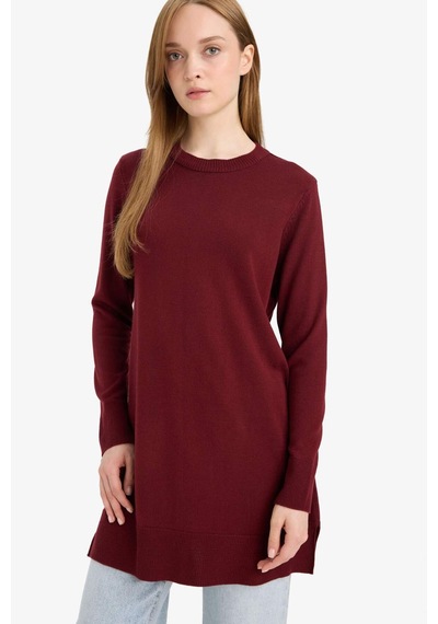 Defacto Regular Fit Bisiklet Yaka Tunik H3431az25wnbr115 Bordo