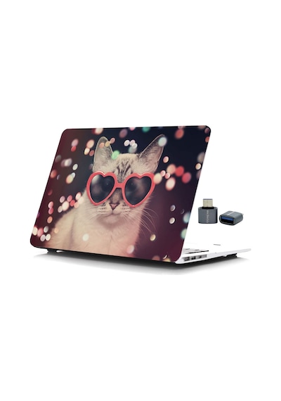 Apple Uyumlu MacBook Pro 13 İnç Kılıf A2338 M1 M2 A2251 A2289 A1706 A1708 A1989 A2159 Tpu Uv Kedi Baskılı Füme