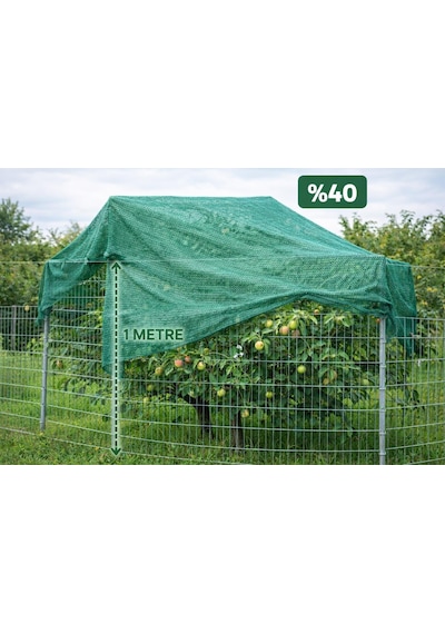 %40 Gölgelik File 1 Metre X 50 Metre Bahçe Gizleme Ağı Bahçe Çit Örtüsü Meyve Ağacı Örtüsü Yeşil