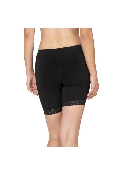 Özkan Underwear Özkan 27559 Kadın Pamuklu Modal Kumaş Paçası Dantel Detaylı Yüksek Bel Diz Üstü Tayt Esnek Rahat Yumuşak Siyah