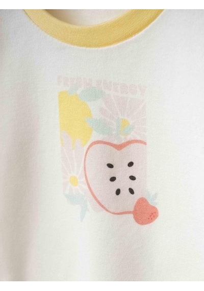Zekids Kız Bebek Elma Baskılı Organik 2 Li Takım-15471 Sari