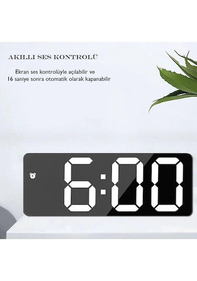 Modern Led Dijital Masa Saati Alarm Termometre Tarih Aynalı Masaüstü Saat Siyah Plastik Digital Diğer