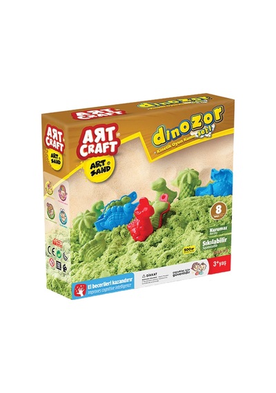 Art Sand Dinozor Seti 500 Gr. - Oyun Kumu Seti - Kinetik Kum Seti - Natural Kum - Doğal Kum Renkli