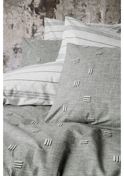 Cotton Box Klein Nakışlı Ranforce Çift Kişilik Nevresim Takımı Patara Gri