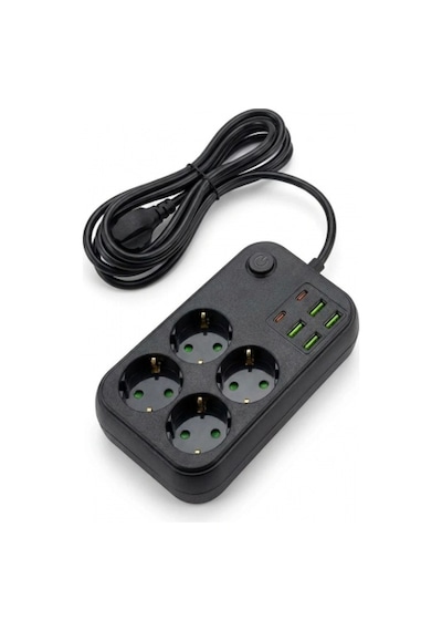 Çoklu Priz Uzatma Kablosu 4 Soket + 4 Usb + 2 Type-c Termal Akım Korumalı, Isıya Dayanıklı, Çocuk