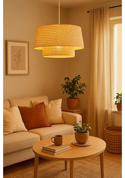 Sera Grande Rattan Hasır Avize Naturel