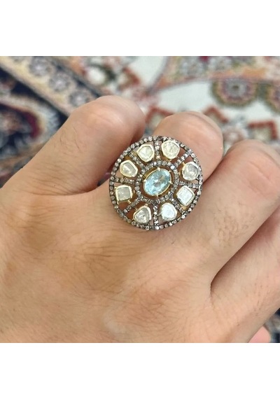 Mavi Topaz Elmas Yüzük 066