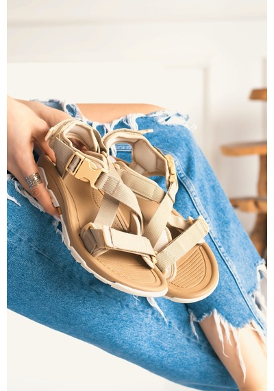 Günlük Unisex Tokalı Sandalet Yastıklı Hafif Tabanlı Çapraz Şerit Outdoor Esnek Ayakkabı 125ç Bej Günlük Unisex Tokalı Sandalet Yastıklı Hafif Tabanlı Çapraz Şerit Outdoor Esnek Ayakkabı 125ç Bej