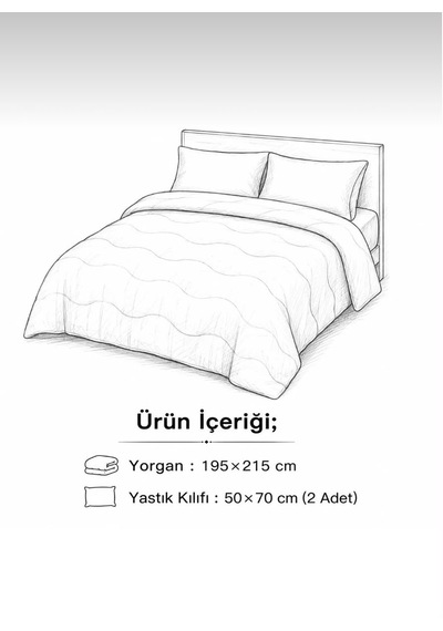 Çift Kişilik Welsoft Uyku Seti----uykuseti--02 Beyaz - Siyah