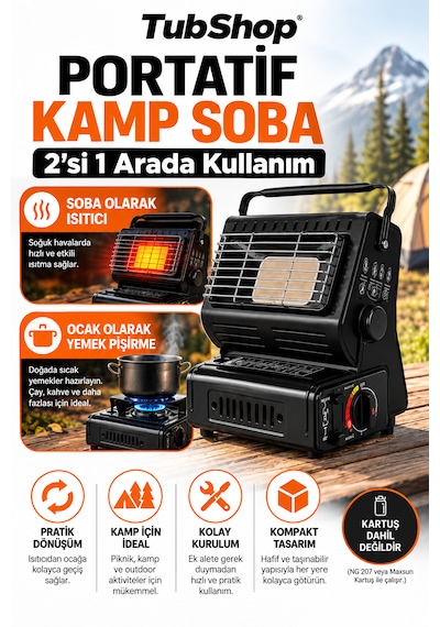 Tubshop Portatif Kamp Sobası Siyah