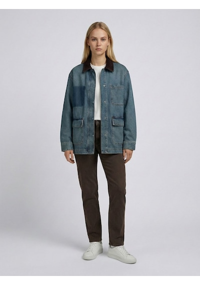 LTB Elıa Gömlek Yaka Önü Cepli Mid Indigo Denim Ceket Mavi