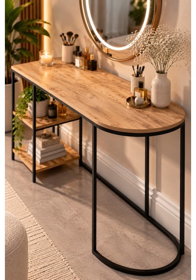 Sulorahome Dolunay Çalışma Ve Makyaj Masası Kahverengi 125 Cm