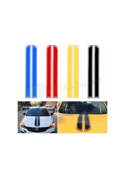 Kaput Şerit Sticker Araba Oto Sticker Etiket Yapıştırma 1 Çift 80 X 20 Cm