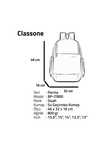 Classone Bp-ıt800 Parma 15.6" Notebook, Laptop K Sırt Çantası-siyah Çok Renkli