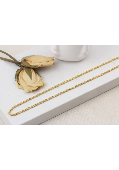 Glorria Gümüş 2 Mm Halat Burgu Zincir Kolye Sarı