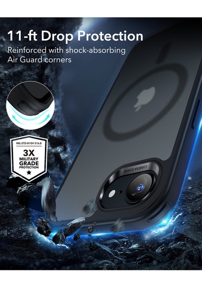 Esr Apple Uyumlu iPhone 17e Halolock Magsafe Classic Hybrid Silikon Kılıf-buzlu Siyah Çok Renkli