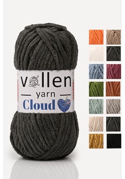 Vollenyarn Cloud,kadife Battaniye Ipi,el Örgü Ipi,tığ Işi Hırka Ipi,amıgurumi Oyuncak Ipi, Koyu Gri